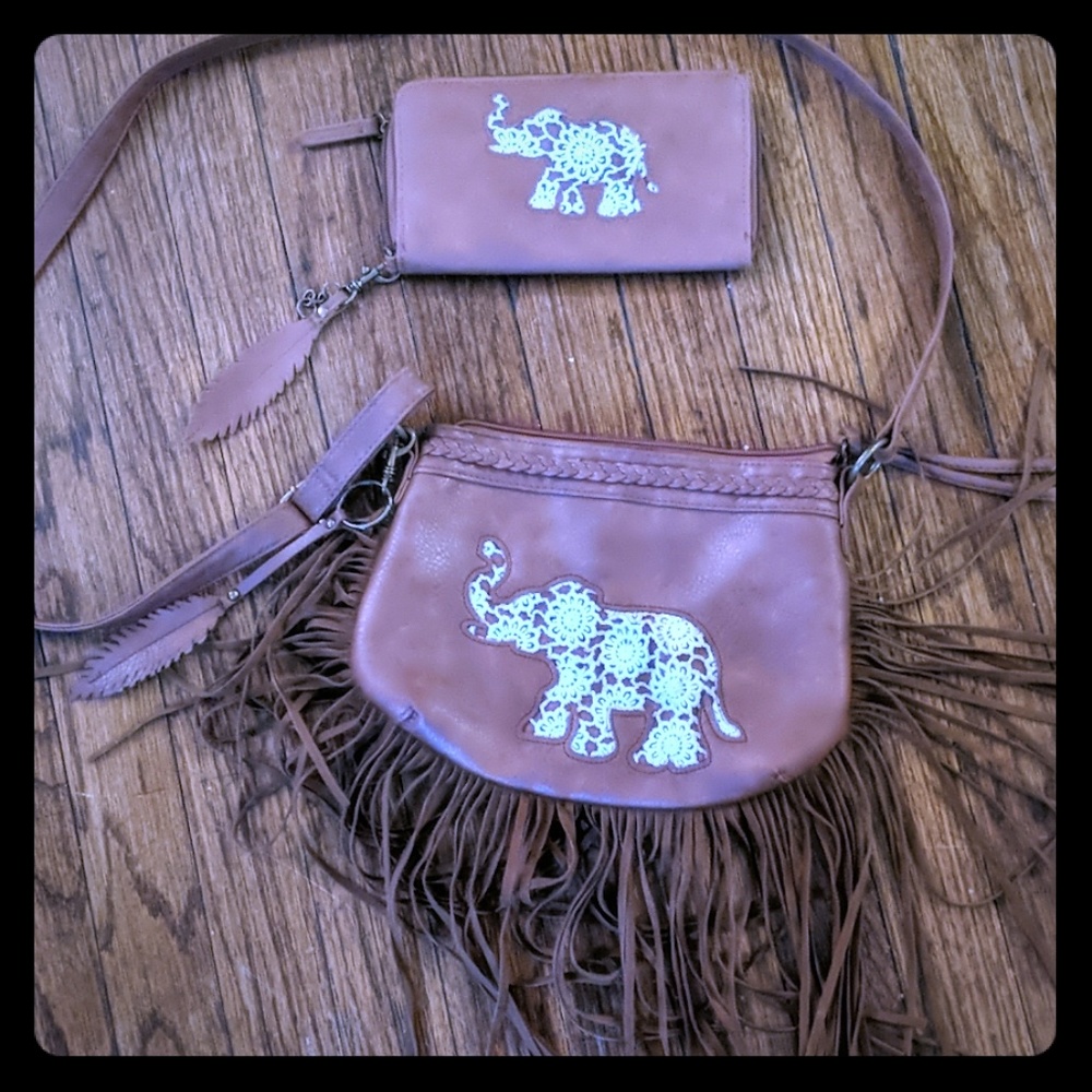 Elephant purse and matching wallet